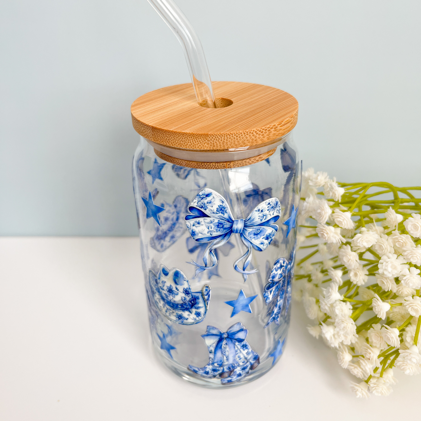 Coastal Cowgirl Can Glass Cup