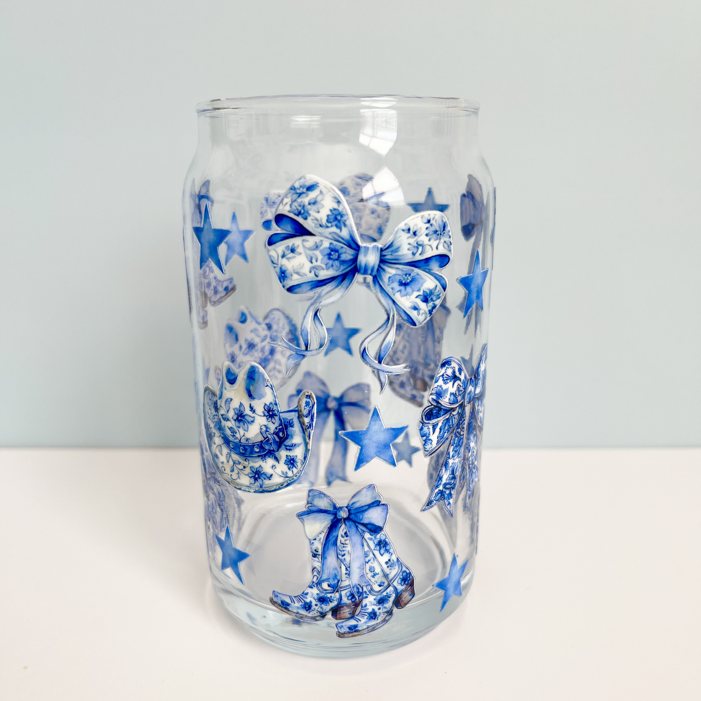 Coastal Cowgirl Can Glass Cup