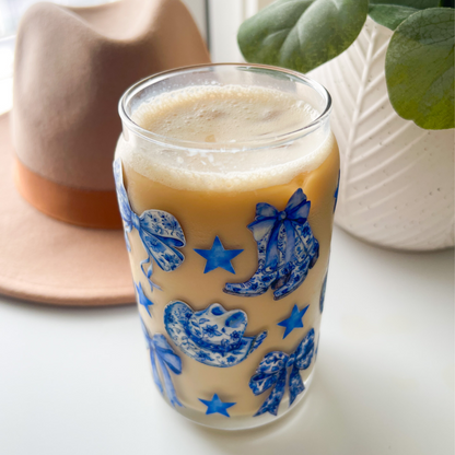 Coastal Cowgirl Can Glass Cup